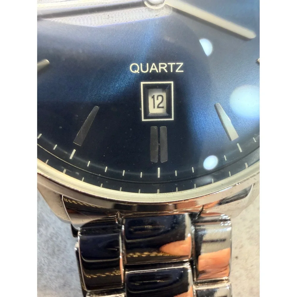 Brigada Mens Quartz Watch Blue Sunray Dial Stainless Steel Date BJD-3009G READ